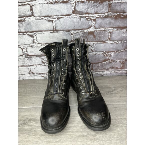 RED WING 4473 Vintage USA BLACK LEATHER ENGINEER MILITARY BOOTS 8D US STEEL TOE main image 8